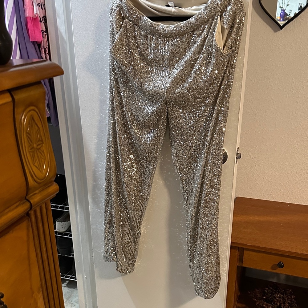 Cable & Gauge Silver Sequin Pants